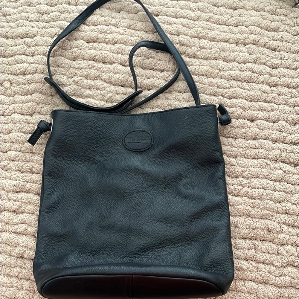 Black Messenger Bag with Adjustable Strap and Rectangular Shape